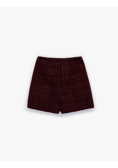 Koton Dar Kesim Mini Tüvit Şort Etek Bordo 6wal70005ıw Bordo