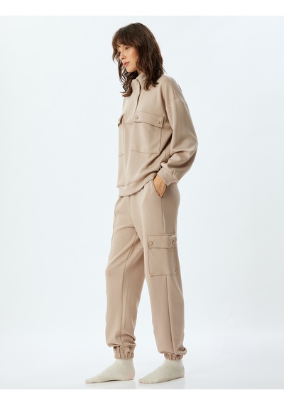 Koton Jogger Pijama Altı Kargo Cepli Örme Bej 5wlk40193mk Ekru