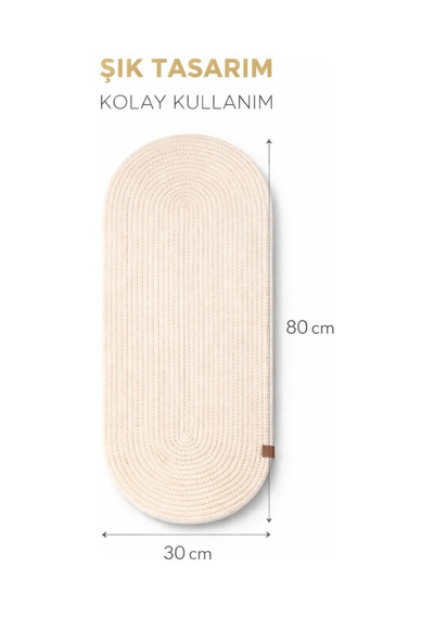 Oval Hasır Runner 30x80 Cm Şık Dekoratif Masa Örtüsü & Sofra Düzeni Bej