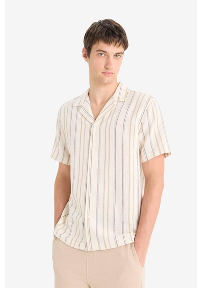 Defacto Regular Fit Polo Yaka Kısa Kollu Gömlek E5687ax25wner83 Ekru