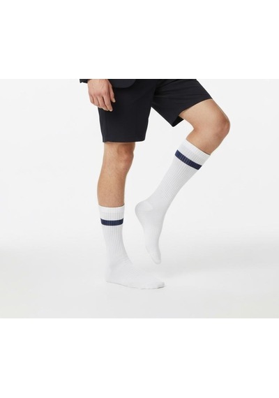 Plus Scorpion Unisex Beyaz Tenis Çorabı Çizgili, Pamuklu Uzun Spor Çorabı