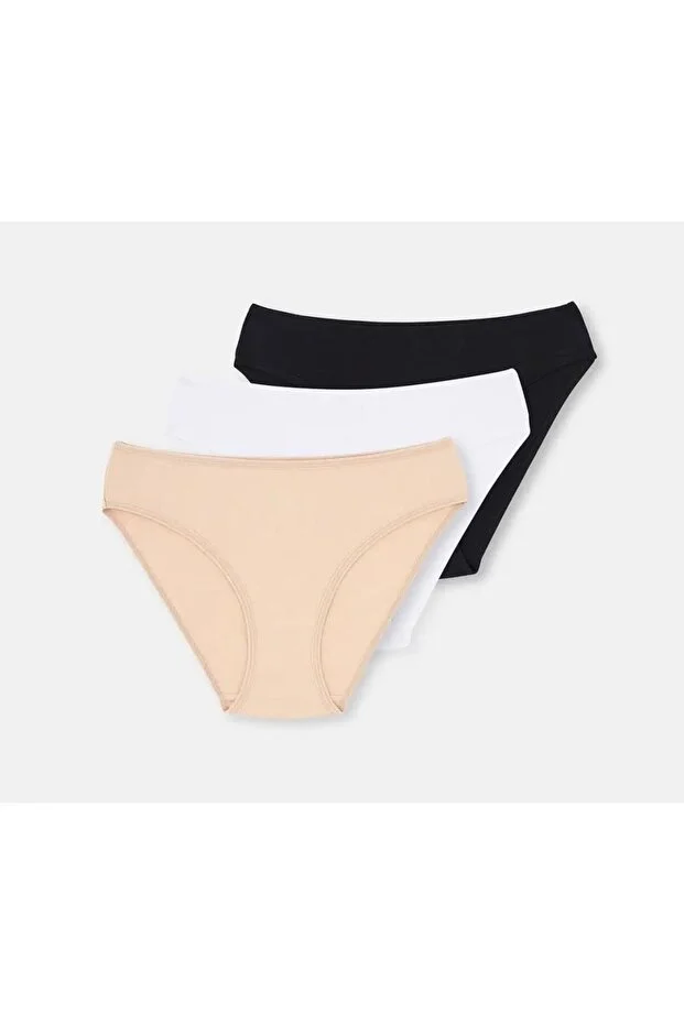 Dagi Kadın Karışık 3'lü Klasik Slip Külot- 5113 Siyah-Beyaz-Ten