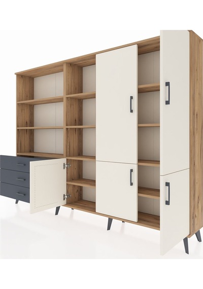 Arges Dolap 11 Raflı 3 Çekmeceli 5 Kapaklı 220x30x163 Çam-aytaşı/ Çam-aytaşı/antrasit Arges Dolap 11 Raflı 3 Çekmeceli 5 Kapaklı 220x30x163 Çam-aytaşı/ Çam-aytaşı/antrasit