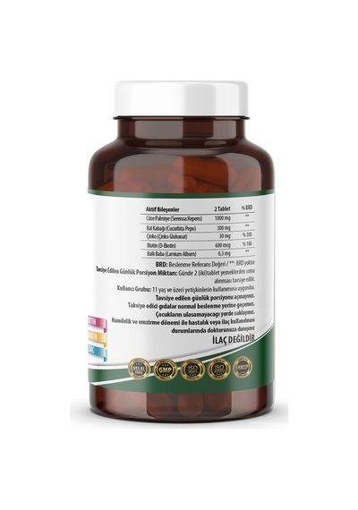 Ncs Saw Palmetto 1000 Mg Pumpkin Biotin Zinc Complex 120 Tablet