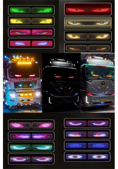 Wearfitpro 200 Cm Şeytan Led Gözler Animasyonlu Araba,kamyon,otobüs Kumandalı Esnek Ön Arka Cam Rgb Led Ekran