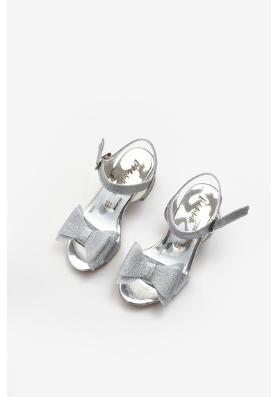Le Mabelle Gümüş Bilekten Bağlamalı Fiyonklu Kız Çocuk Topuklu Ayakkabı Gümüş