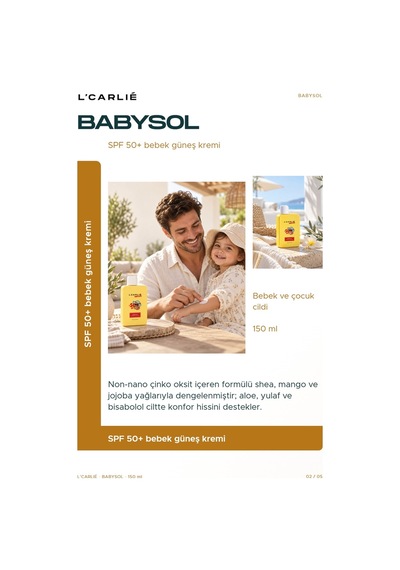 L'carlıe Babysol Bebek Güneş Kremi Çinko Oksitli 150 Ml
