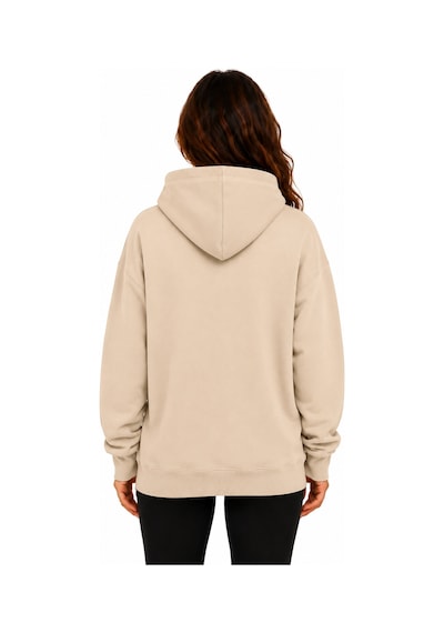 Herkesemoda Xoxo Baskılı Kapüşonlu 2 İplik Şardonlu Sweatshirt Bej