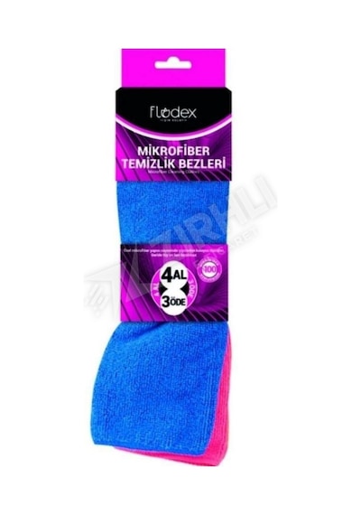 Flodex Mikrofiber Temizlik Bezi 4 Al 3 Öde Açık Çok Renkli