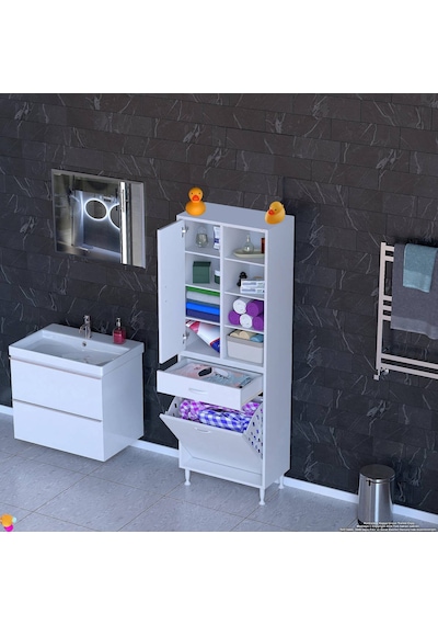 Eliusta Rule Sepetli Banyo/mutfak Dolabı 65 Cm Genişliğe Sahip 65x171x32,5 Cm Bir Sepetli Beyaz Dolap Beyaz Eliusta Rule Sepetli Banyo/mutfak Dolabı 65 Cm Genişliğe Sahip 65x171x32,5 Cm Bir Sepetli Beyaz Dolap Beyaz