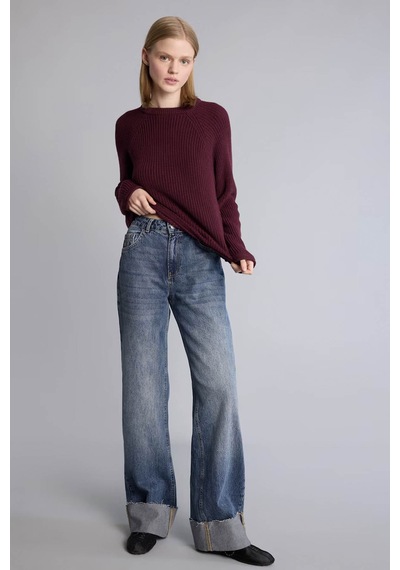 Defacto Regular Fit Triko Bordo Kadın Kazak L2567az/br350