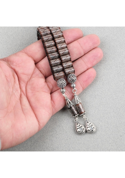 Kuka 925ayar Gümüş Çakım Ve Gümüş Püskül 29lu Zaza Kesme Kesim 6.5x11mm Tesbih