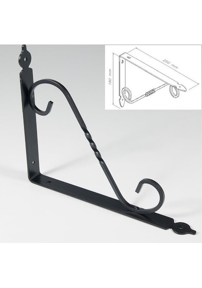 Ferforje Dekoratif Raf Altı Raf Ayağı Konsol Siyah 25 Cm N11.25935