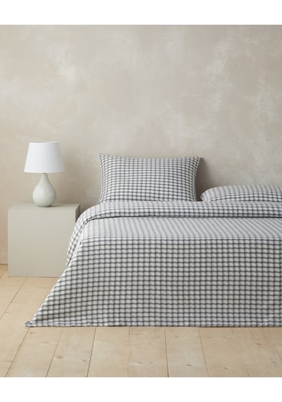 English Home Swirl Check İpliği Boyalı Çift Kişilik Çarşaflı Nevresim Takımı 200x220 Cm Siyah Siyah