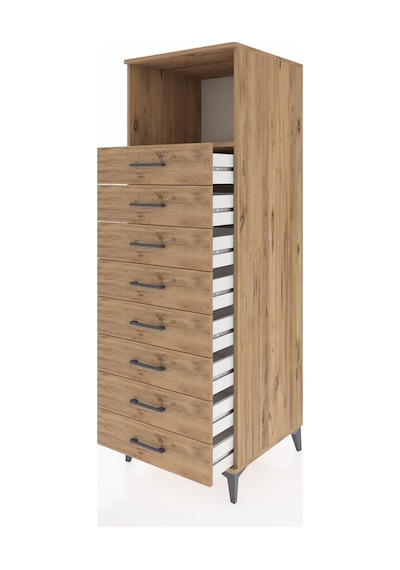 Kronos Dolap Tek Raflı 8 Çekmeceli 60x59x182 Çam-çam Çam