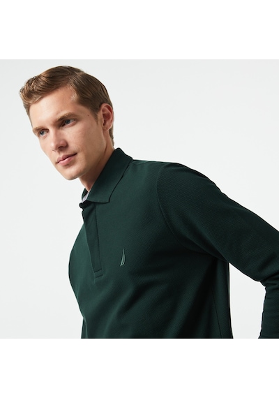 Nautica Nautıca Erkek Yeşil Slım Fıt Uzun Kollu Polo Desenli K37015t Yeşil