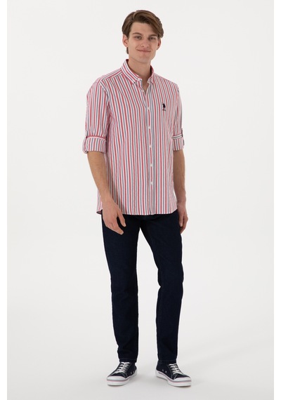 U.s. Polo Assn. Erkek Kırmızı Gömlek Desenli 50306326-vr030 Kırmızı