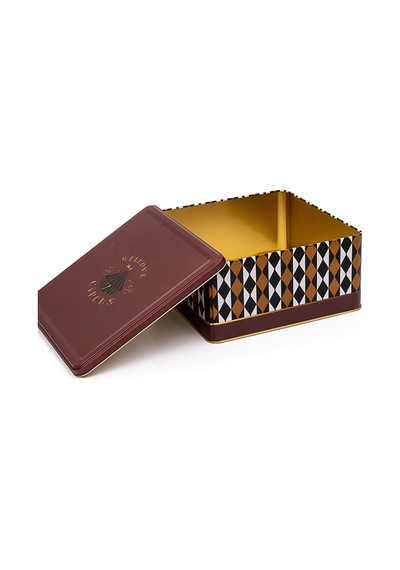 Circus Desenli Kare Metal Saklama Kabı 23.5 x 23.5 x 11 CM 5.8 L