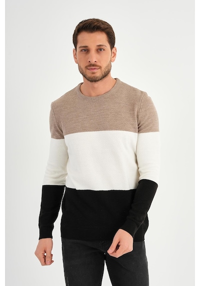 Alexander Gardi Alexandergardı Renk Bloklu Bisiklet Yaka Bej
