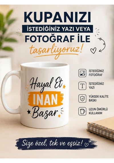 Fotoğraf Baskılı Kupa Bardak Özel Tasarım Açık Beyaz