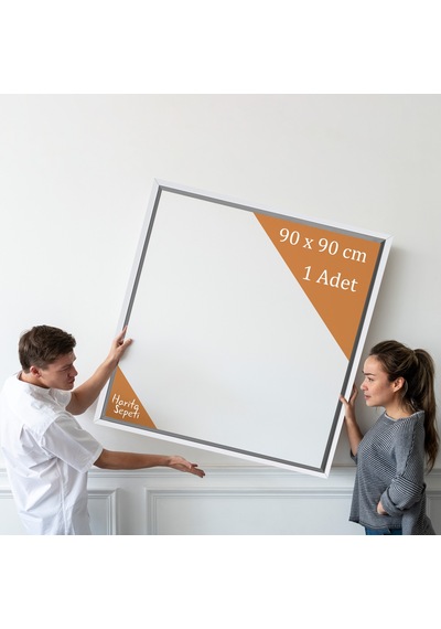 Beyaz Çerçeveli Tuval 90 x 90 CM Kare Profesyonel %100 Pamuk Boş Tablo