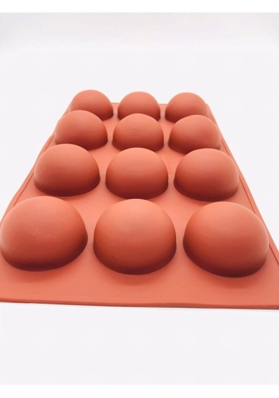 Siliko World Yarım Küre 12'li Silikon Kek Pasta Buz Kalıbı Ürün 4,5cm, Kahverengi Diğer