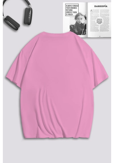 Unisex Kadın Erkek Ve Chen Baskılı Sevgili Çift Kombini Tasarım Oversize Tshirt 2'li Pembebeyaz Mck0193 Çok Renkli