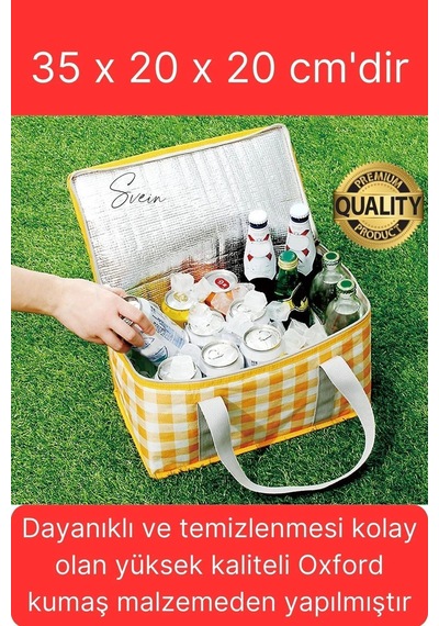 Svein Premium Soğuk Sıcak Termal Piknik Kamp Çantası Yemek Taşıma Yalıtımlı Piknik Termos Buz Aküsü Hediye