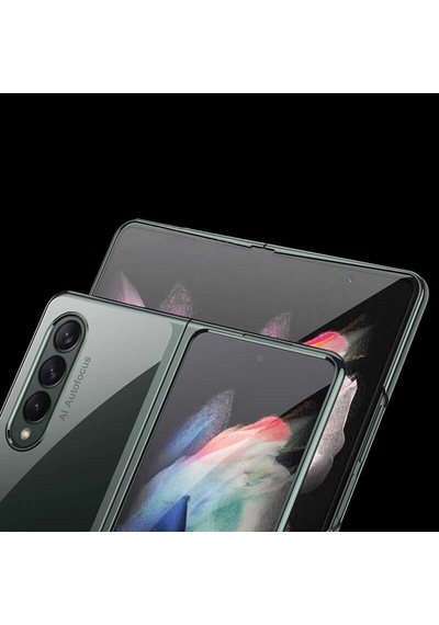Samsung Uyumlu Galaxy Z Fold 3 Kılıf Zore Kıpta Kapak Gümüş