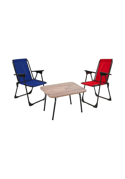 Exent 45x60 Katlanır Masa + 2 Adet Kamp Sandalyesi, Çift Dikişli 120 Kg Kapasiteli-kır-lac-atl Çok Renkli