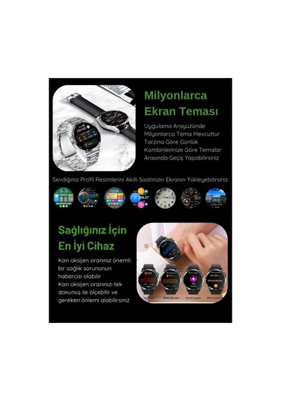 Erkek Kol Saati Akıllı Saat Amoled Ekran 3 Kordonlu Smart Watch 4 Pro