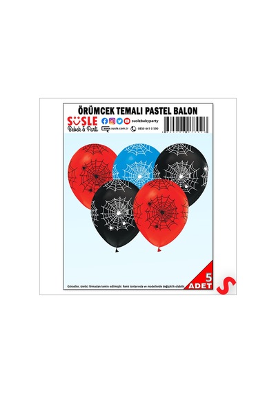 Örümcek Balon, 30cm X 5 Adet Çok Renkli
