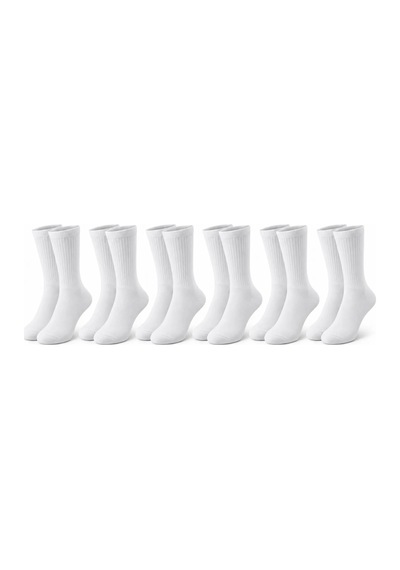 Teorastore Unisex Beyaz Soket Çorap 6'lı Set Pamuk Dikişsiz Burun Takviyeli Esnek Günlük Spor Çorabı Konfor