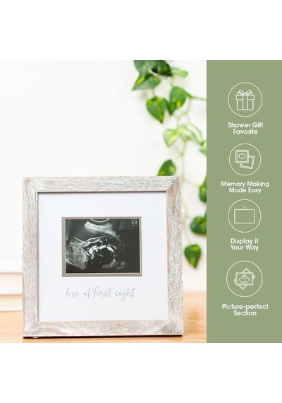 Lexroo Love At First Sight Rustic Sonogram Photo Frame, Baby Keepsake Picture Frame