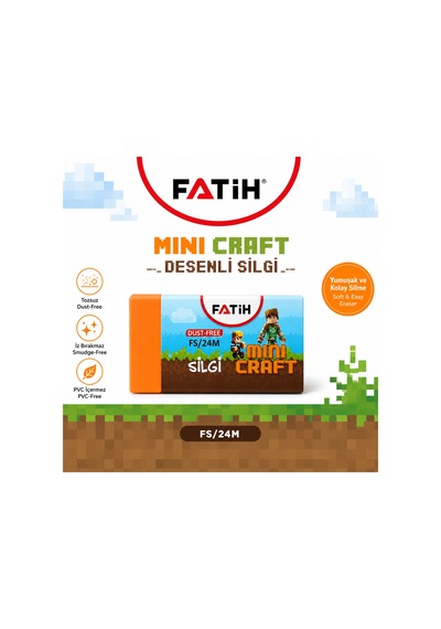 Fatih Mini Craft Desenli Silgi 8'li Set Tozsuz, Pvc İçermez, Yumuşak Silgi