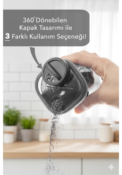 24 Parça Mega Set 12 Adet 3200 Ml Erzak Kabı Ve 12 Adet Döner Başlıklı Baharatlık Saklama Seti Gri - 786934312 Gri