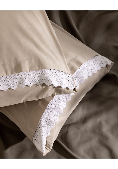 Madame Coco Fleuve %100 Pamuk 2'li Yastık Kılıfı - Bej 8684427287392 Ekru
