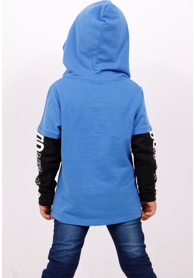 Toontoy Kids Toontoy Erkek Çocuk Kapşonlu Kolları Baskılı Sweatshirt Saks