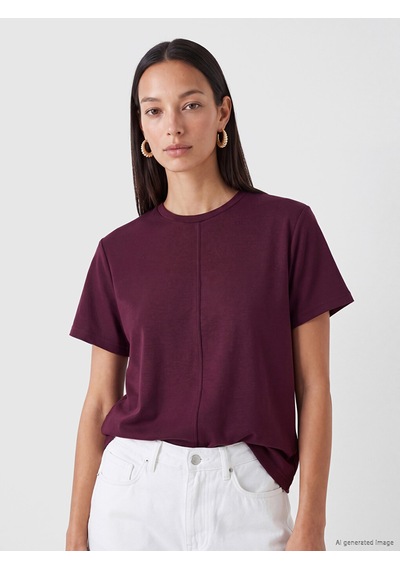 Lcw Petite Bordo Soft Touch Asimetrik Kesim Kadın Tişört