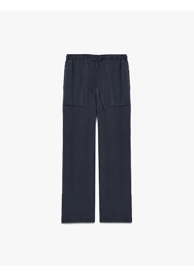 Koton Viskon Cupro Kumaş Beli Lastikli Bağcıklı Cepli Geniş Paça Pantolon Lacivert 6sak40136ew Koton Viskon Cupro Kumaş Beli Lastikli Bağcıklı Cepli Geniş Paça Pantolon Lacivert 6sak40136ew