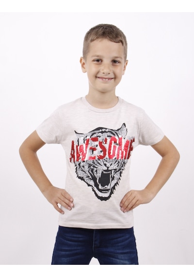 Toontoy Kids Toontoy Erkek Çocuk Awesome Pul Nakışlı T-shirt İndigo