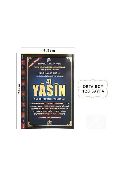 41 Yasini Şerif Türkçe Okunuş Ve Mealli Orta Boy Yasin 036 -