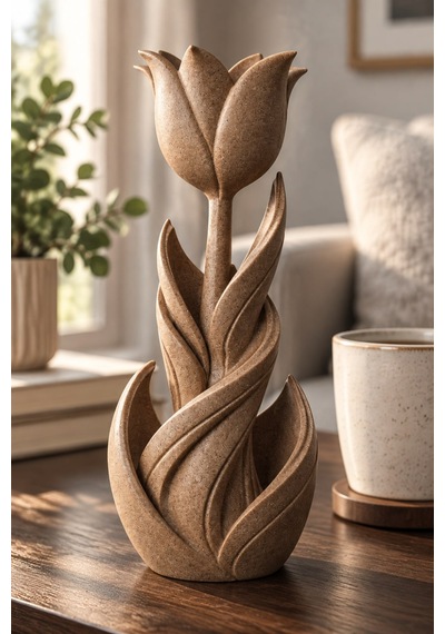 Spiral Lale Çiçeği Figürlü Dekoratif Biblo 82974391