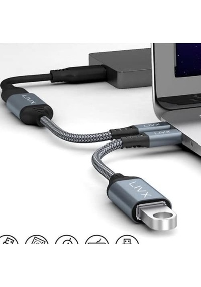 3.0 To Type-c Çevirici Dönüştürücü 60w Hızlı Şarj Desteği 15 Cm Kablolu Otg İle Uyumlu Gri Ottca-01 Ikili Pak