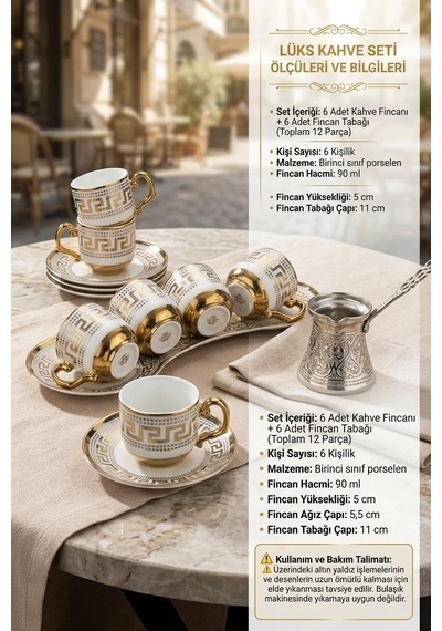 6 Lı Geometrik Desen 90 Ml Porselen Türk Kahvesi Fincanı Diğer