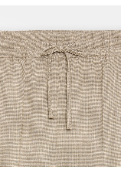 Dilvin 72730 Keten Karışımlı Bağcıklı Pantolon-bej