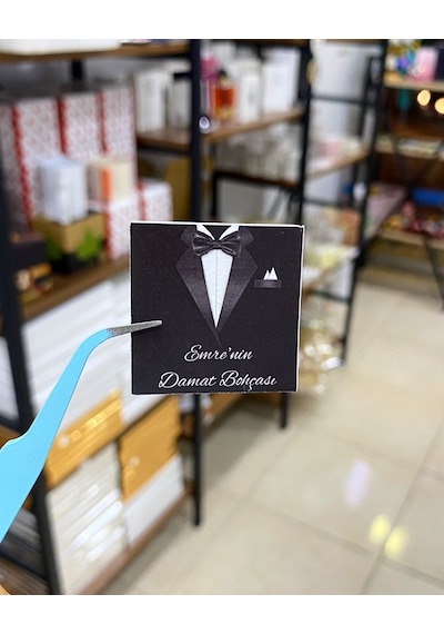 Damat Bohçası Etiketi Kare 4x4 Cm 54 Adet - Arletikettasarım Beyaz