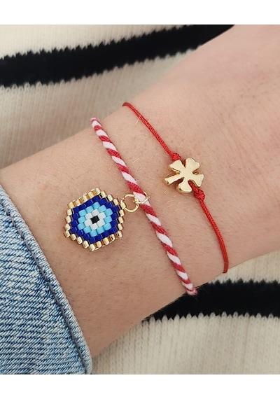 Harmel Jewelry Miyuki Marteniçka Bileklik Kırmızı - Beyaz