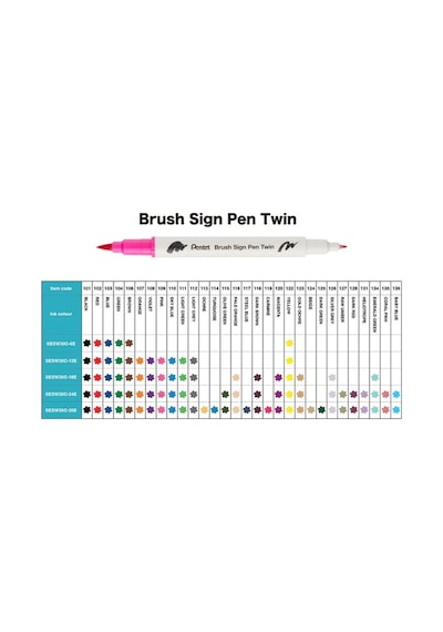 Pentel Arts Brush Sign Pen Twin 30'lu Fırça Uçlu Kalem Set / Sesw