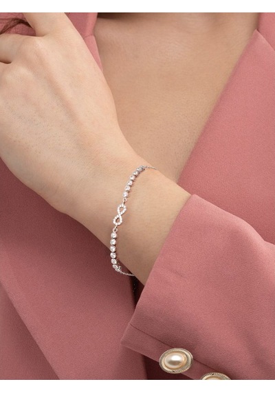 Brezza Lusso Jewelry Sonsuzluk Model Su Yolu Pırlanta Işıltılı Kadın Gümüş Bileklik